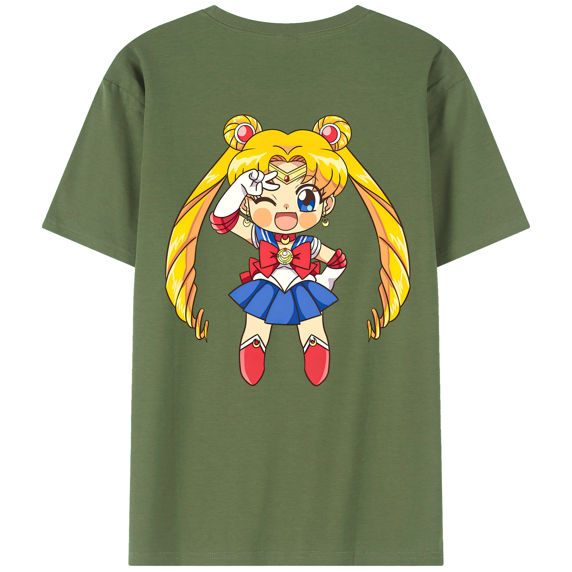 （画像用） 美少女戦士セーラームーン 月野 うさぎ つきの うさぎ Sailor Moon Tsukino Usagi 綿100％ メンズ半袖Tシャツ（バックプリント） 通気性